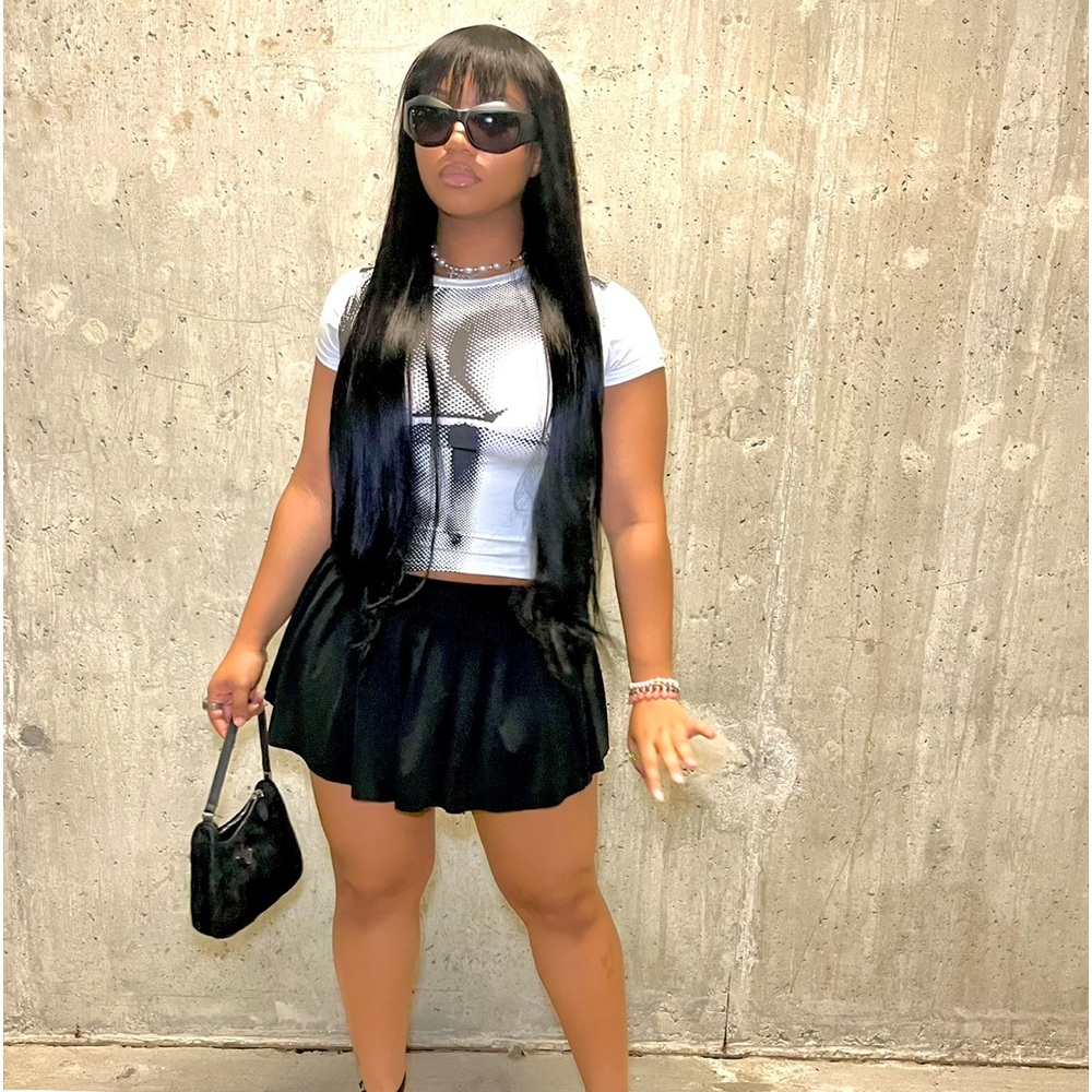 30” Jet black bang wig 200% density worn once